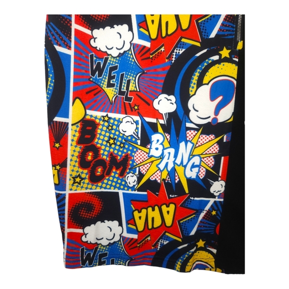 Shein Curve Zip Up Comic Print Pencil Mini Skirt - Picture 3 of 8